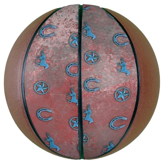 Paardenpatroon (rood, wit en blauw) basketbal (Verticaal)