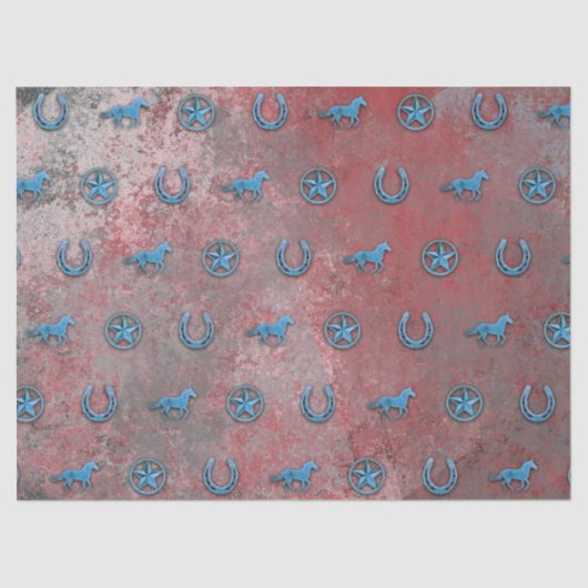 Paardenpatroon (rood, wit en blauw) tissuepapier (Voorkant)