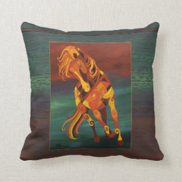 Paardenpelpaard met kastanjebruin, Oranje en groen Kussen