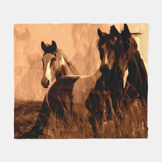 Paardenpitten Fleece Deken (Voorkant (Horizontaal))