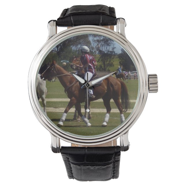 Paardenpololacrosse, op een Fabulous Wrist-Watch. Horloge (Voorkant)