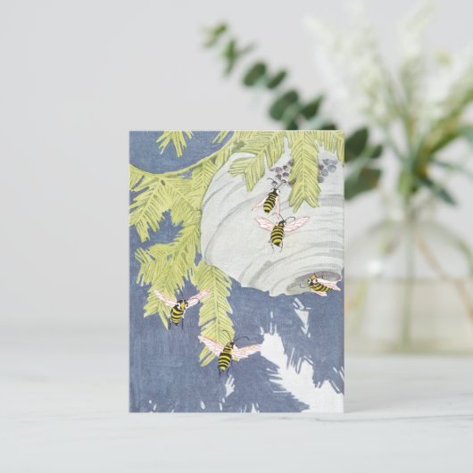 Paardenpootjes en hun papiernesten briefkaart (Staand voorkant)