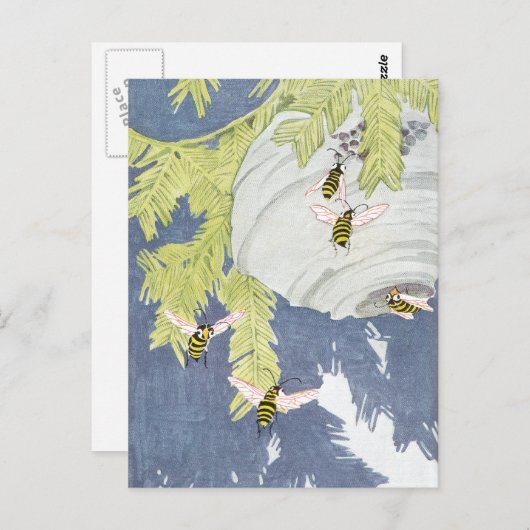 Paardenpootjes en hun papiernesten briefkaart (Voorkant / Achterkant)