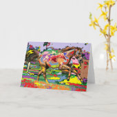 Paardenportret 3 kaart (Gele Bloem)