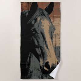 Paardenportret Donkere Grunge Western Stijl Ontwer Strandlaken