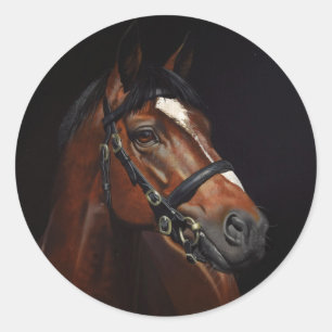 Paardenportret Ephemera Decoupage kunst Ronde Sticker