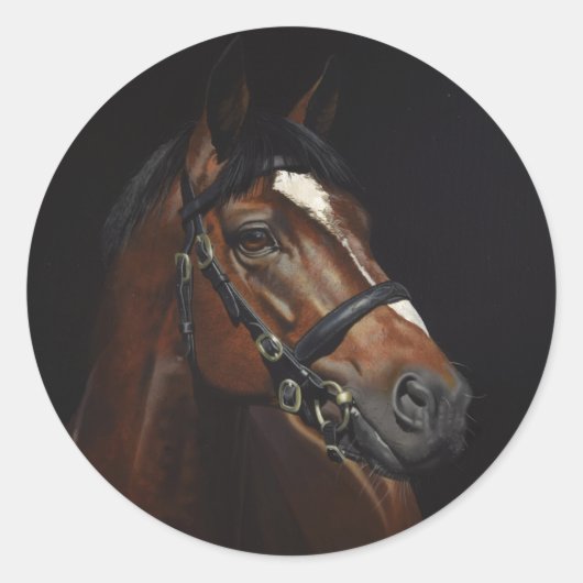 Paardenportret Ephemera Decoupage  kunst Ronde Sticker (Voorkant)