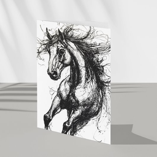 Paardenportret handgetekende schets kaart