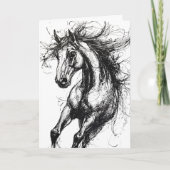 Paardenportret handgetekende schets kaart (Voorkant)