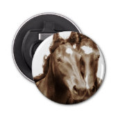 Paardenportret III Button Flesopener (Voorkant)