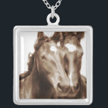 Paardenportret III Zilver Vergulden Ketting<br><div class="desc">Dieren</div>