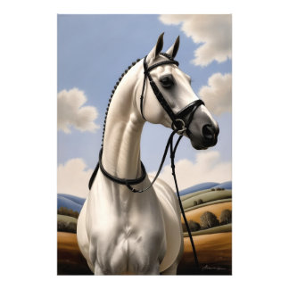 Paardenportret in landschaps scène voor paardenlie foto afdruk