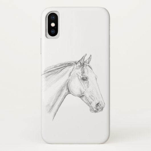 Paardenportret in potlood Case-Mate iPhone case (Achterkant)
