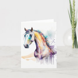 Paardenportret in Waterverven & Pen Feestdagen Kaart