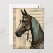 Paardenportret met  hoofdstel briefkaart (Voorkant / Achterkant)