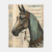 Paardenportret met  hoofdstel fleece deken (Voorkant)