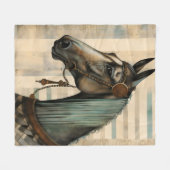 Paardenportret met  hoofdstel fleece deken (Voorkant (Horizontaal))