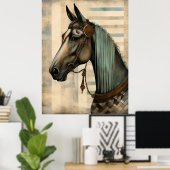 Paardenportret met hoofdstel poster (Thuiskantoor)