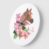 Paardenportret met orchideeënbloemen grote klok (Hoek)