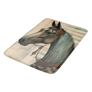 Paardenportret met sierlijk hoofdstel badmat