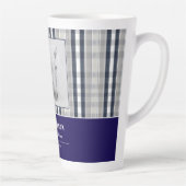 Paardenportret Navy Blue Geruit Aangepaste Naam Gr Latte Mok (Rechts)
