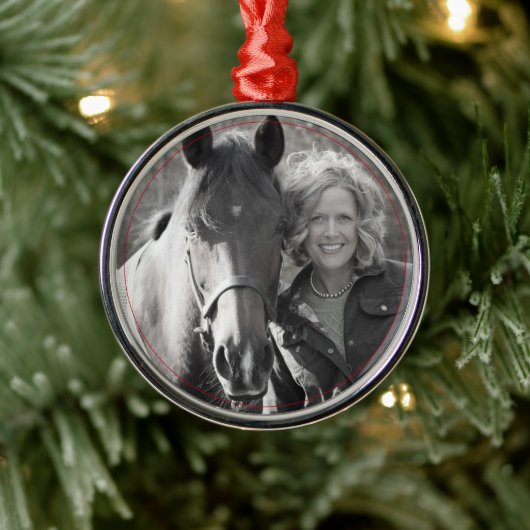 Paardenportret Pet Lover FOTO Vakantie Fun Metalen Ornament (Boom)
