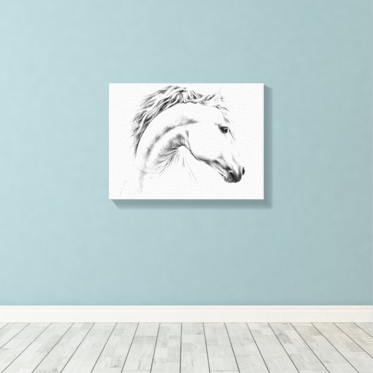 Paardenportret potlood paardenkunst canvas afdruk (Insitu (Houten vloer))