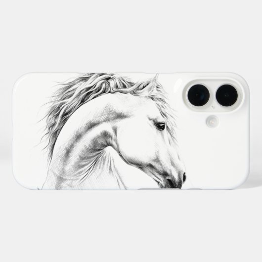 Paardenportret potlood paardenkunst Case-Mate iPhone case (Achterkant (horizontaal))