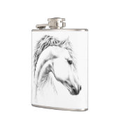 Paardenportret potlood paardenkunst heupfles (Links)