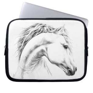 Paardenportret potlood paardenkunst laptop sleeve