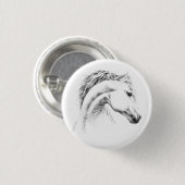 Paardenportret potlood paardenkunst ronde button 3,2 cm (Voorkant /achterkant)