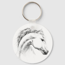 Paardenportret potlood paardenkunst sleutelhanger