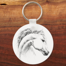 Paardenportret potlood paardenkunst sleutelhanger