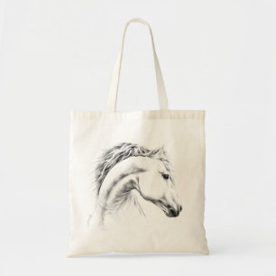 Paardenportret potlood paardenkunst tote bag
