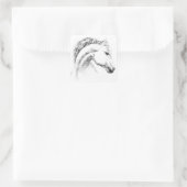 Paardenportret potlood paardenkunst vierkante sticker (Tas)