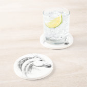 Paardenportret potlood paardenkunst zandsteen onderzetter (Zijkant)