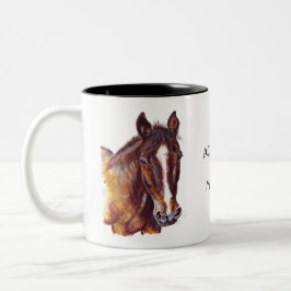 Paardenportret schilderij tweekleurige koffiemok