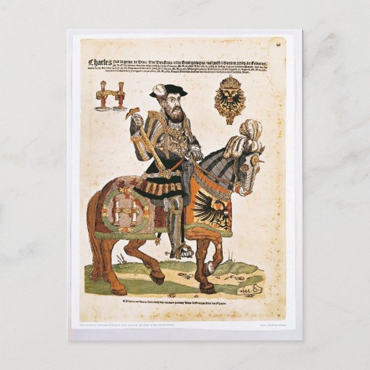 Paardenportret van Charles V in bewapening Briefkaart (Voorkant)