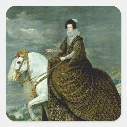 Paardenportret van Elisabeth de France Vierkante Sticker (Voorkant)