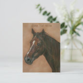 paardenportret van kastanjebruin paard briefkaart (Staand voorkant)