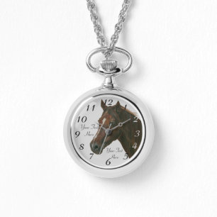 paardenportret van kastanjebruin paard horloge