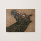 paardenportret van kastanjebruin paard legpuzzel (Horizontaal)