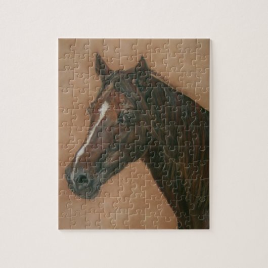 paardenportret van kastanjebruin paard legpuzzel (Verticaal)