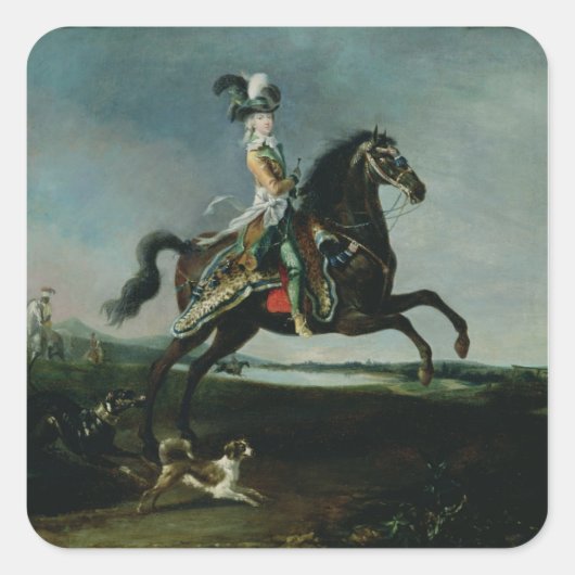 Paardenportret van Marie-Antoinette Vierkante Sticker (Voorkant)