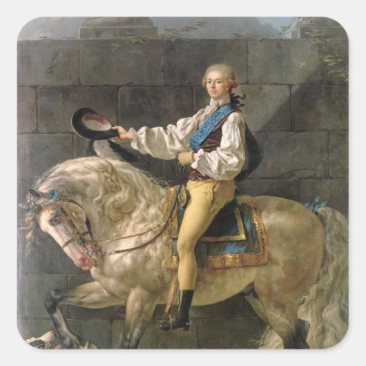 Paardenportret van Stanislas Kostka Vierkante Sticker (Voorkant)