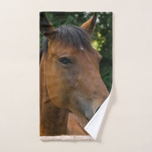 Paardenportret voor handdoekset bad handdoek