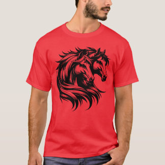 Paardenportretten Twee Paarden Elegante Mooie Mane T-shirt