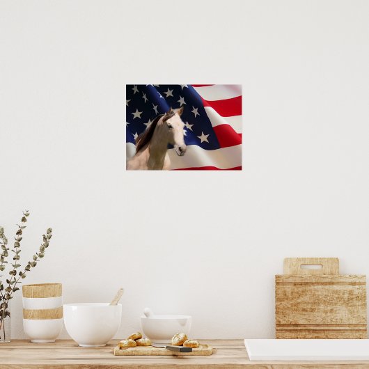PaardenPoster Amerikaanse vlag Poster (Keuken)
