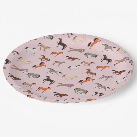 Paardenprintpatroon, Kind voor vrouwen en meisjes, Papieren Bordje (Gekanteld)