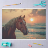 Paardenprofiel Zonsondergang op het strand Decoupa Tissuepapier (Craft)